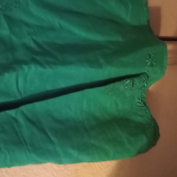 🎆2/$20 NWOT TRIBAL Semi-sheer Split V Neck Linen/ cotton Blouse Tunic - Picture 4 of 7